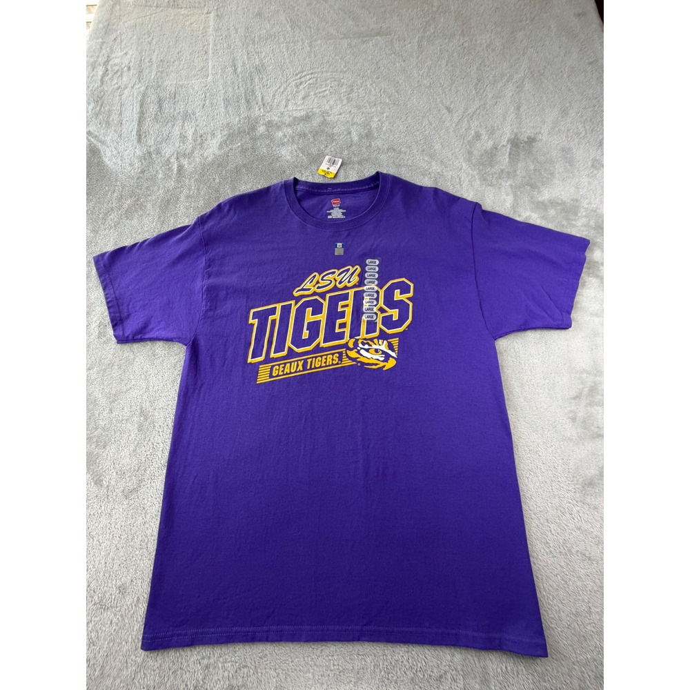 Hanes LSU Tigers T-Shirt Mens Large Purple Geaux Tigers Graphic Tee NWT